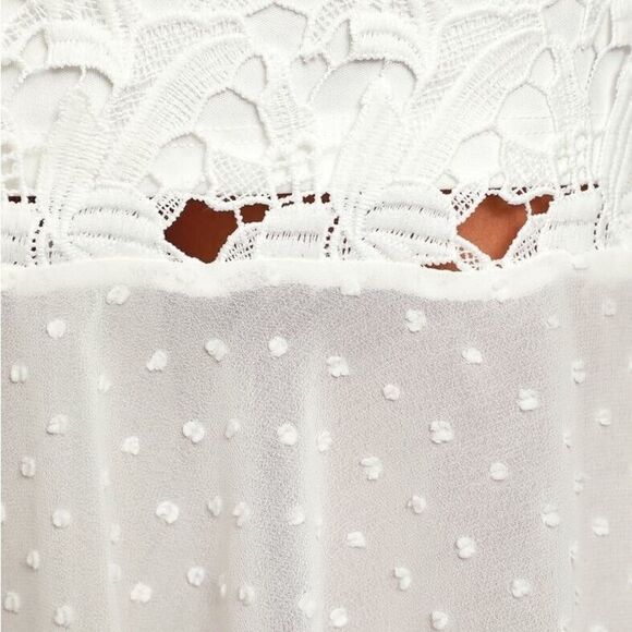 Lulus | Dagny White Lace Swiss Dot Ruffled Midi Dress | S NWT - Picture 4 of 7